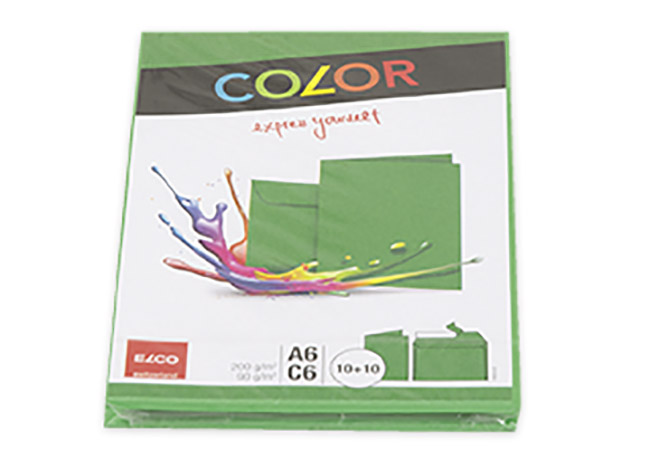 Kirjesetti ELCO Color kortti+kuori A6/C6 vihreä /10