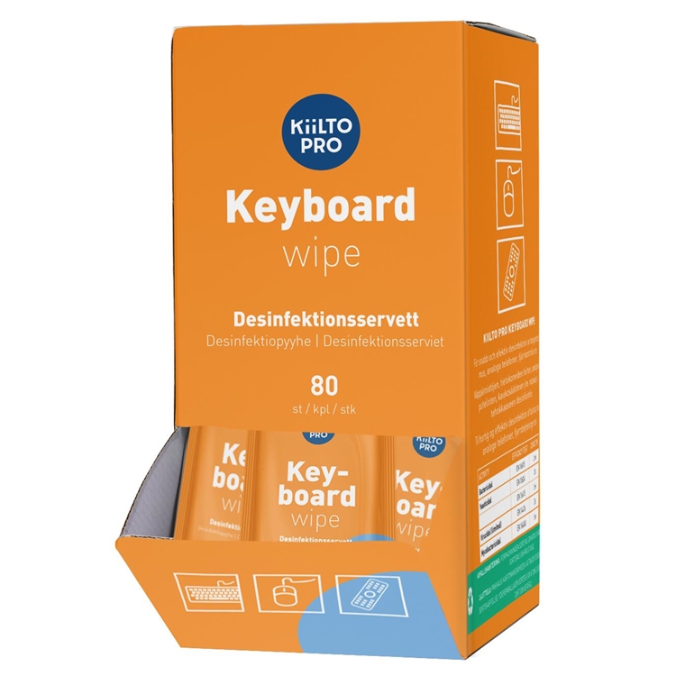 Puhdistusliina Kiilto Pro Keyboard wipe yksittäispakattu /80