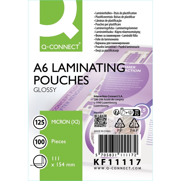 Laminointitasku Q-CONNECT A6 125 mic /100