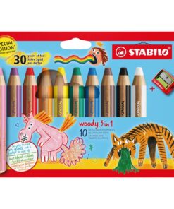 Värikynä STABILO woody 3in1 värilajitelma /10 + teroitin