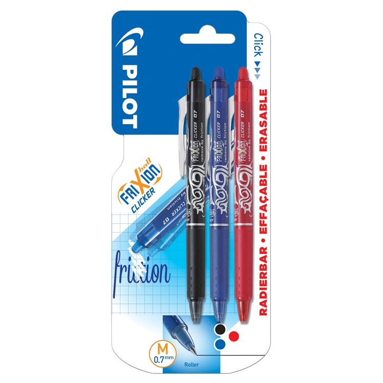 Kuulakärkikynä Pilot Frixion Clicker 0,7 mm 3 kpl