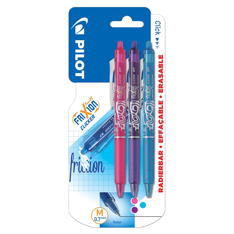 Kuulakärkikynä Pilot Frixion Clicker Fun Colours 0,7 mm 3kpl