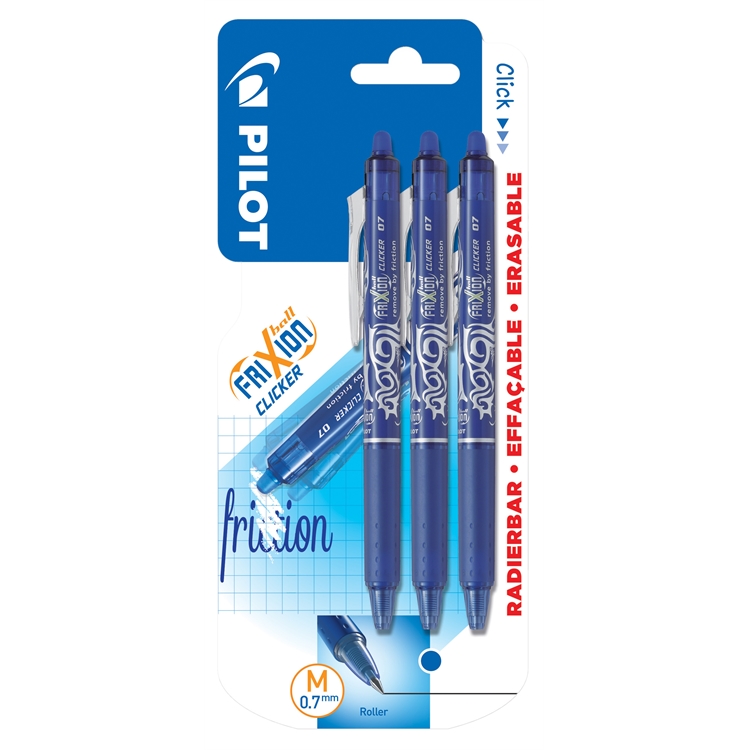 Kuulakärkikynä Pilot Frixion Clicker 0,7 mm sininen 3 kpl