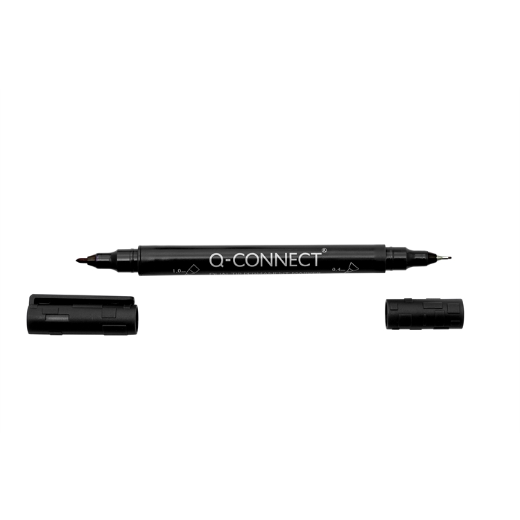 Merkkauskynä Q-CONNECT kaksipäinen 0,4/1mm musta