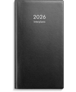 Kalenteri 2026 Interplano musta muovikansi (kaksikielinen)