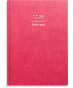 Kalenteri 2026 Tuntimuistio roosa keinonahkakansi sidottu A4
