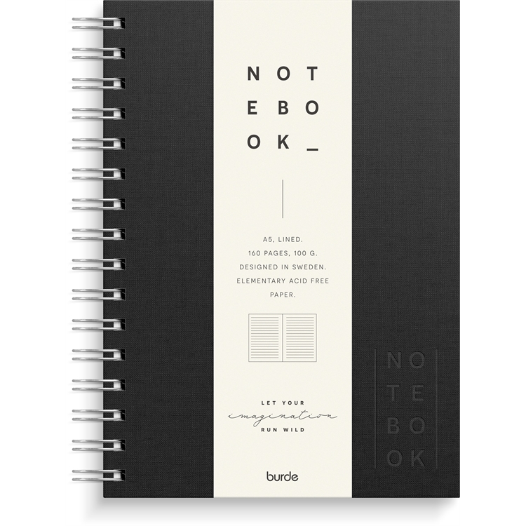 Muistikirja Burde Notebook Textile kierresidottu viivat A5