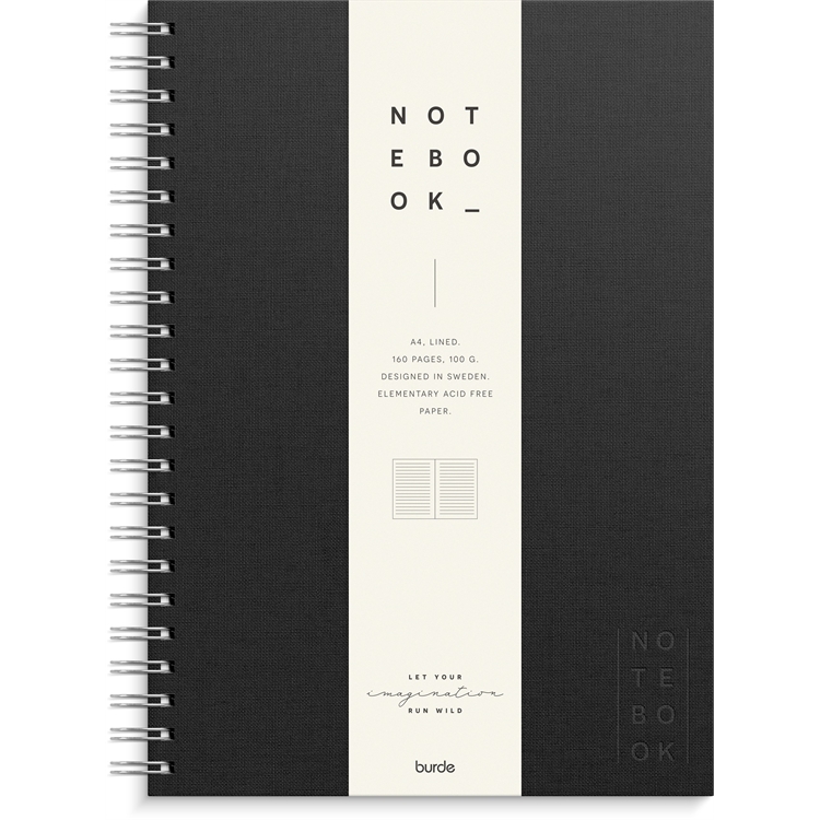 Muistikirja Burde Notebook Textile kierresidottu viivat A4