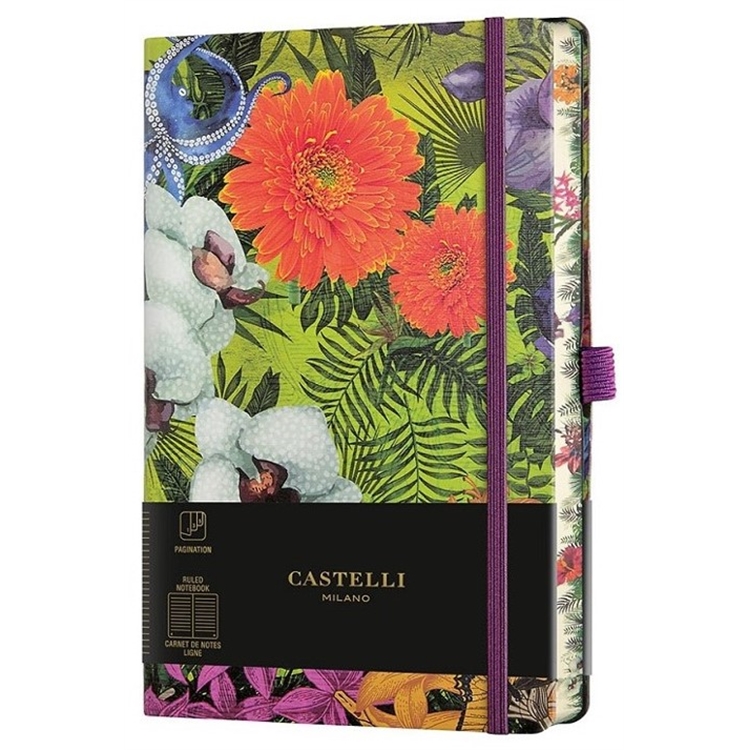 Muistikirja Castelli 13x21cm 224s viivallinen eden orchid