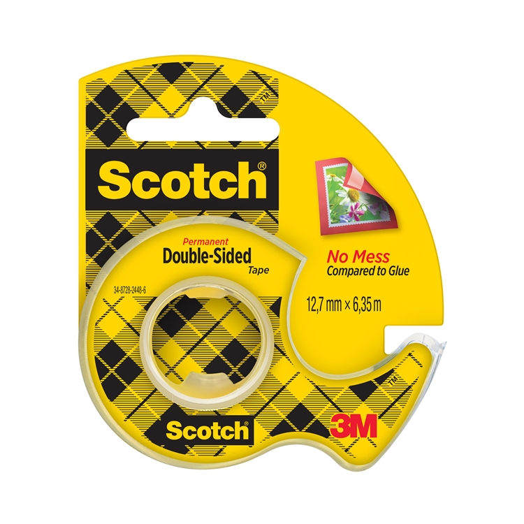 Teippi Scotch 136D-MDOEU 12,7mmx6,3m 2-puolinen + katkaisija