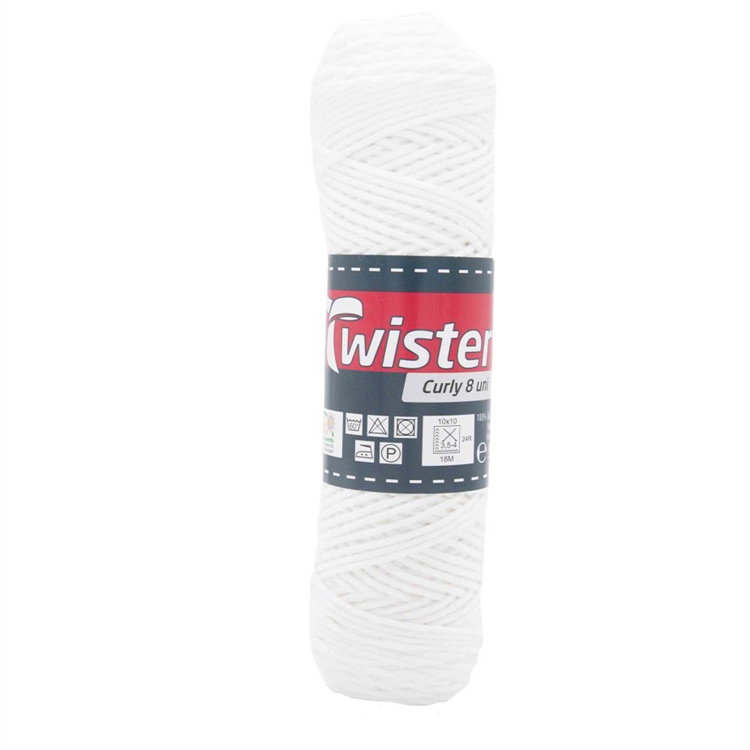 Puuvillalanka Twister Curly 8 50 g valkoinen