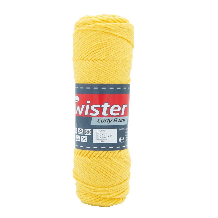Puuvillalanka Twister Curly 8 50 g keltainen