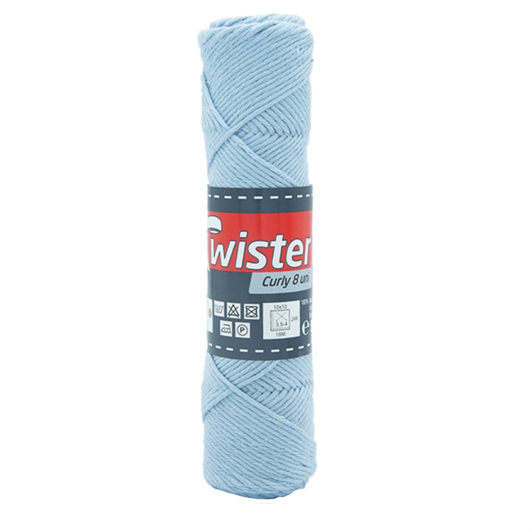 Puuvillalanka Twister Curly 8 50 g vaaleansininen