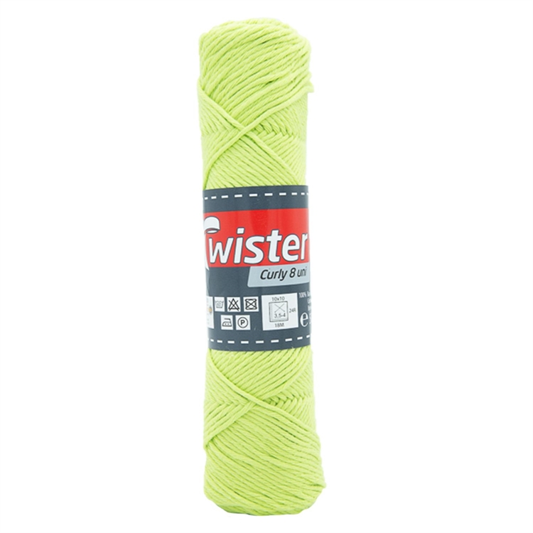 Puuvillalanka Twister Curly 8 50 g vaaleanvihreä