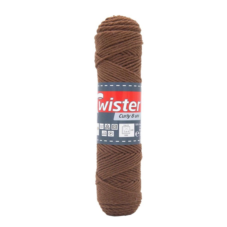 Puuvillalanka Twister Curly 8 50 g ruskea