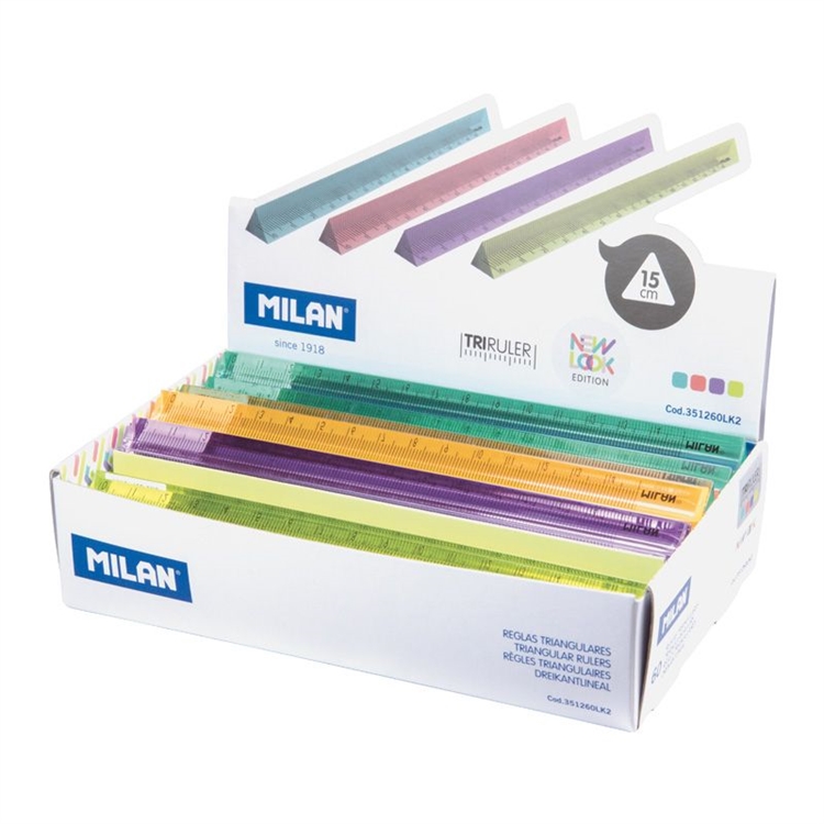 Viivain Milan Triangle New Look värilajitelma 15 cm